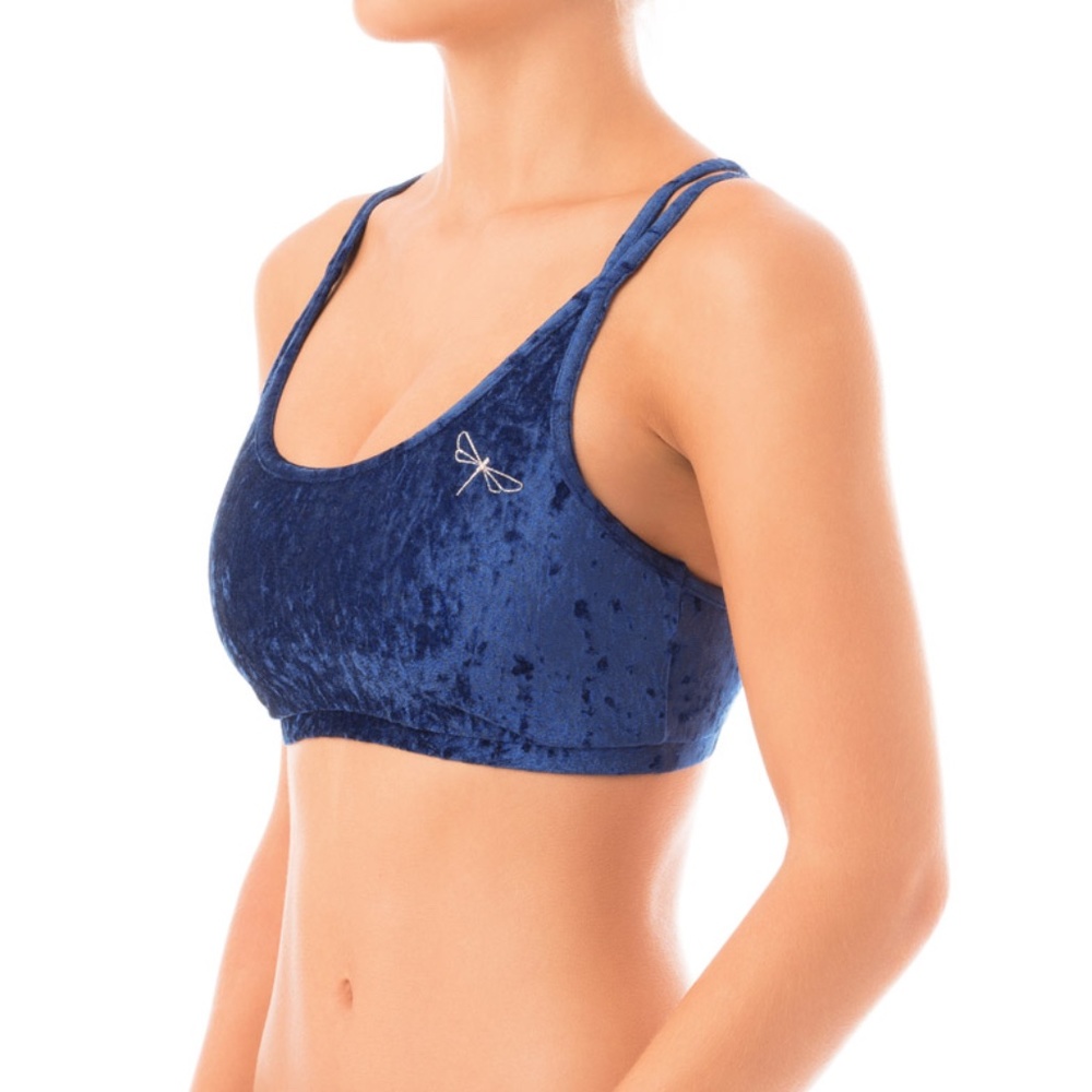 Dragonfly Velvet Blue Sports Bra Dance